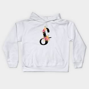 Letter S With Watercolor Floral Wreath Kids Hoodie